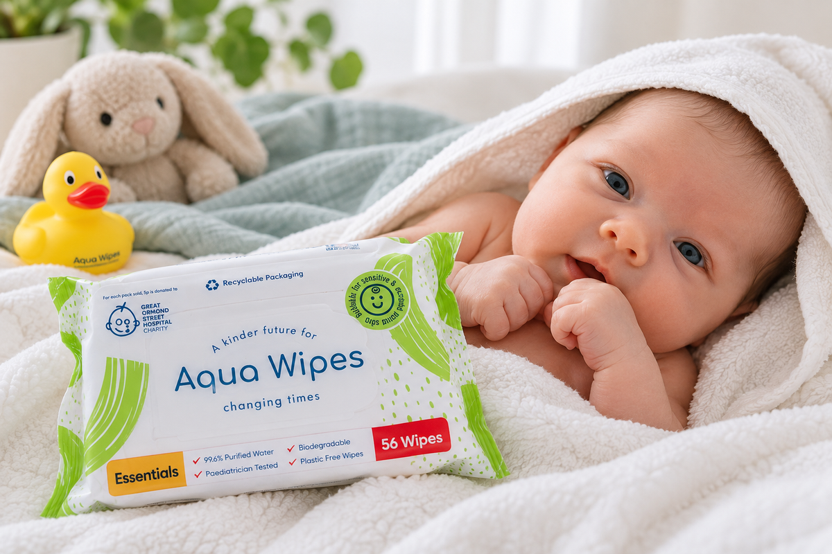 Newborn with wipes