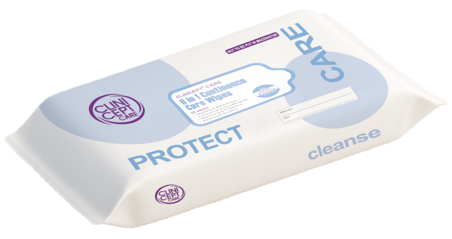 Clinicept 8-in-1 incontinence wipes, 10-wipe pack