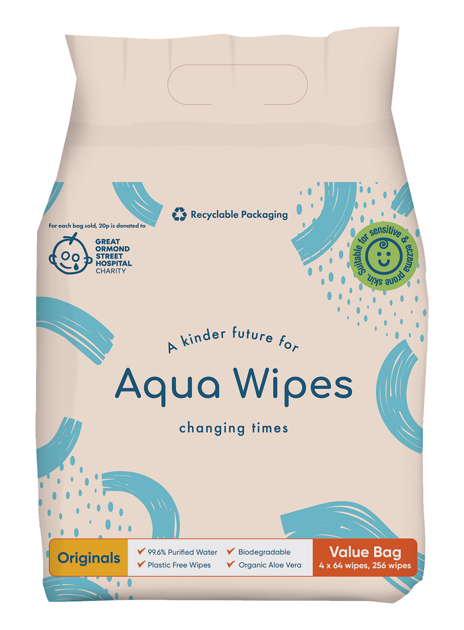 Aqua Wipes Originals plastic-free baby wipes value bag