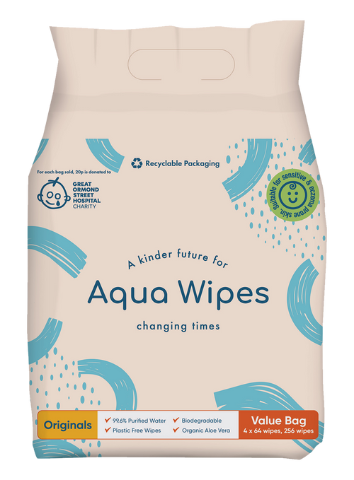 Aqua Wipes Originals plastic-free baby wipes value bag