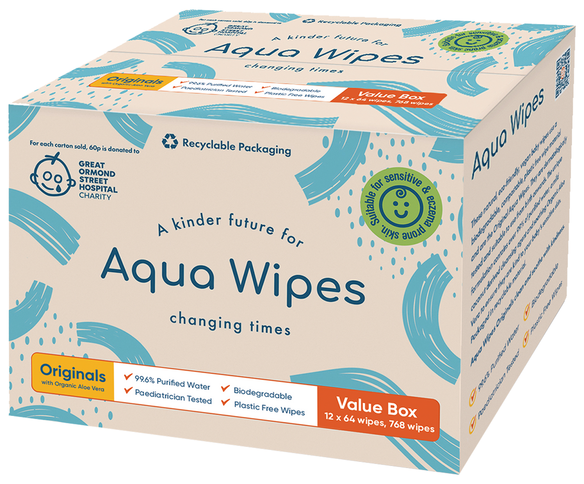Aqua Wipes Originals plastic free baby wipes