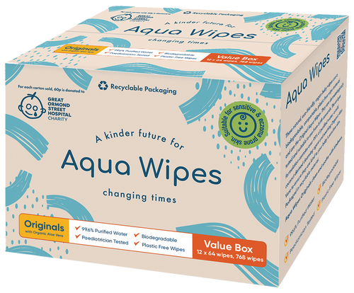 Aqua Wipes Originals plastic free baby wipes