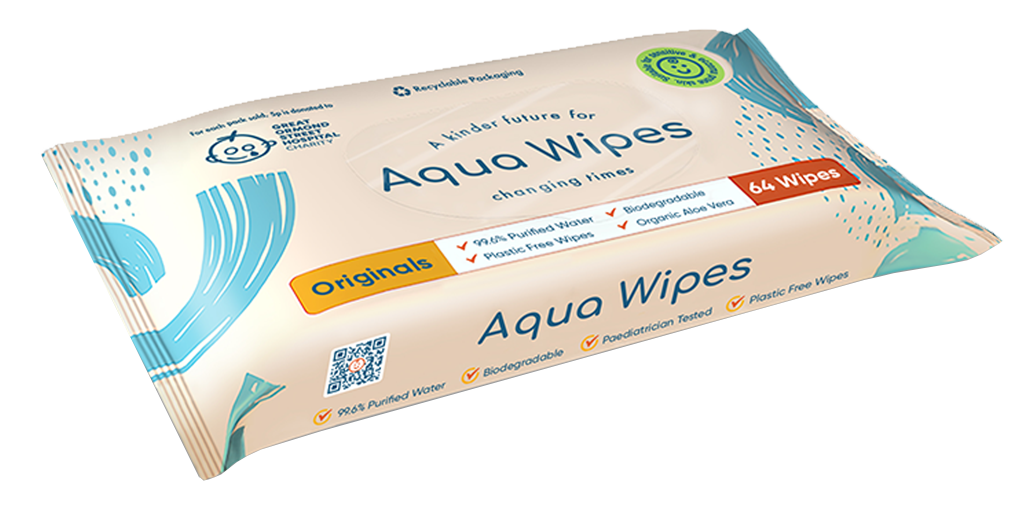 Aqua Wipes Originals plastic-free baby wipes pack